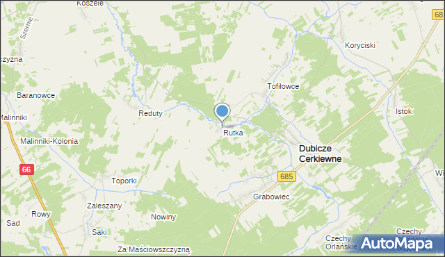 mapa Rutka, Rutka gmina Dubicze Cerkiewne na mapie Targeo